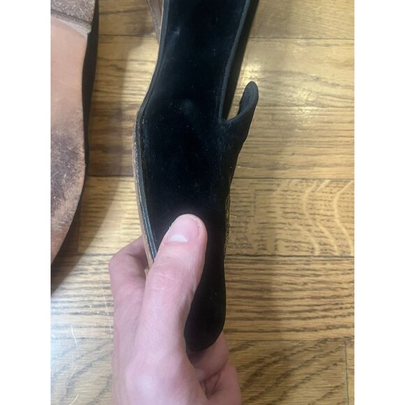 Incredible 1980s Brooks Brothers black velvet fox mask slippers loafers size 9 main image 5